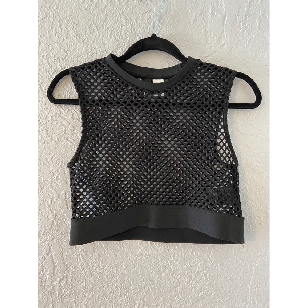 Mesh High Neck Crop Top